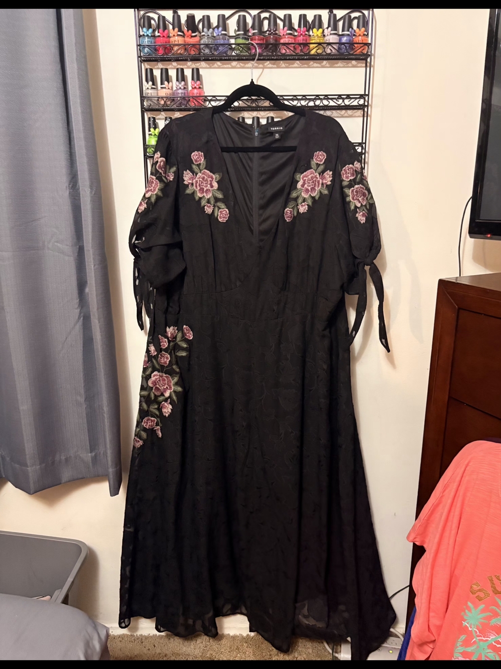 Black Floral Embroidered Maxi Dress